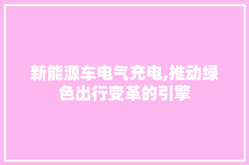 新能源车电气充电,推动绿色出行变革的引擎  第1张