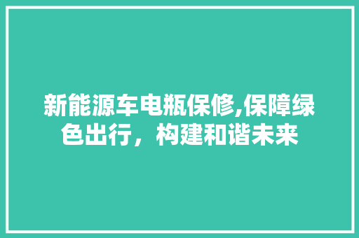 新能源车电瓶保修,保障绿色出行，构建和谐未来