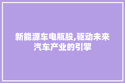 新能源车电瓶股,驱动未来汽车产业的引擎