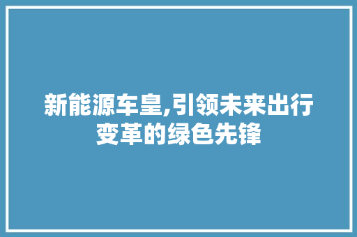 新能源车皇,引领未来出行变革的绿色先锋  第1张