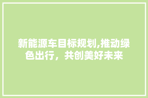 新能源车目标规划,推动绿色出行，共创美好未来