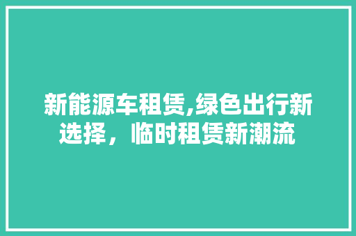 新能源车租赁,绿色出行新选择，临时租赁新潮流