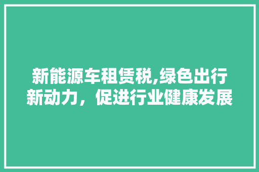 新能源车租赁税,绿色出行新动力，促进行业健康发展  第1张