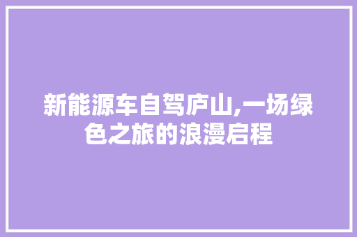 新能源车自驾庐山,一场绿色之旅的浪漫启程