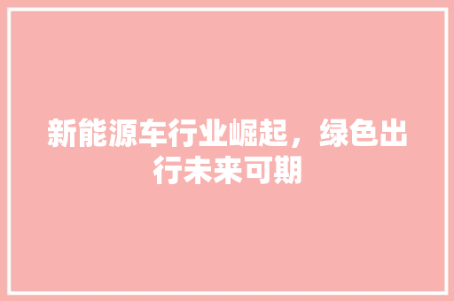 新能源车行业崛起，绿色出行未来可期