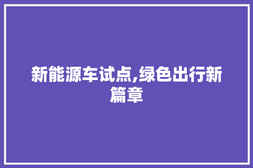 新能源车试点,绿色出行新篇章