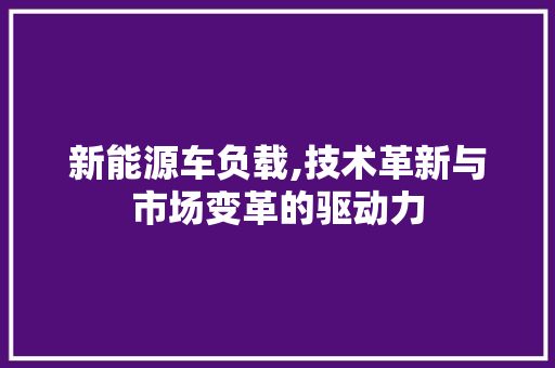 新能源车负载,技术革新与市场变革的驱动力