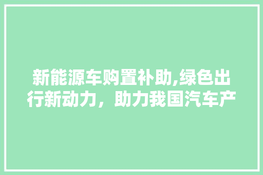 新能源车购置补助,绿色出行新动力，助力我国汽车产业转型升级