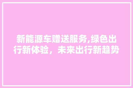 新能源车赠送服务,绿色出行新体验，未来出行新趋势