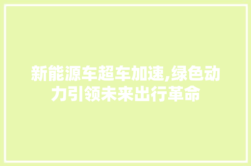 新能源车超车加速,绿色动力引领未来出行革命