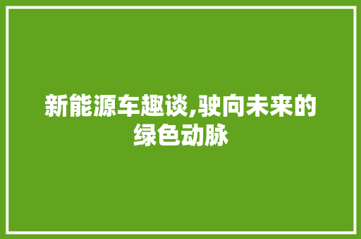 新能源车趣谈,驶向未来的绿色动脉