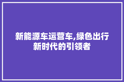 新能源车运营车,绿色出行新时代的引领者