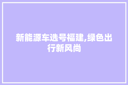 新能源车选号福建,绿色出行新风尚