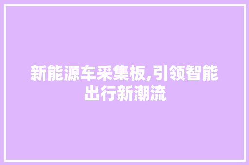 新能源车采集板,引领智能出行新潮流