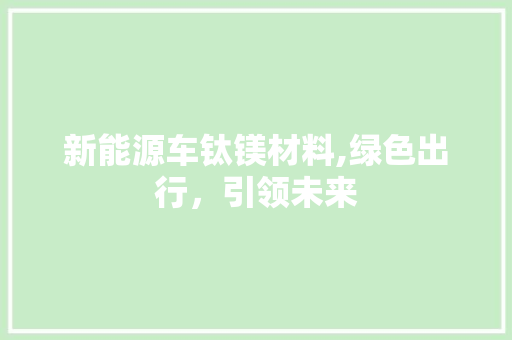 新能源车钛镁材料,绿色出行，引领未来