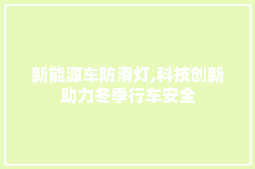 新能源车防滑灯,科技创新助力冬季行车安全