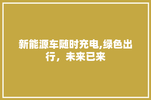 新能源车随时充电,绿色出行，未来已来