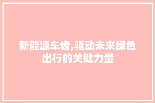 新能源车齿,驱动未来绿色出行的关键力量