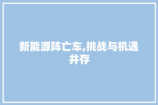 新能源阵亡车,挑战与机遇并存