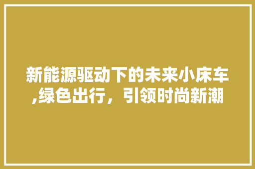 新能源驱动下的未来小床车,绿色出行，引领时尚新潮流  第1张