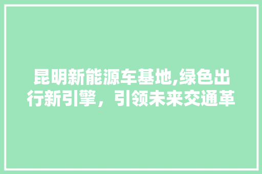 昆明新能源车基地,绿色出行新引擎，引领未来交通革命