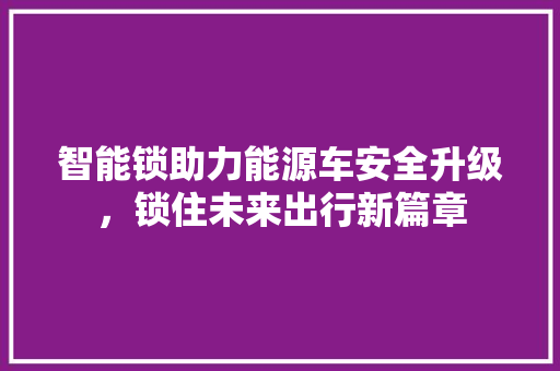 智能锁助力能源车安全升级，锁住未来出行新篇章  第1张