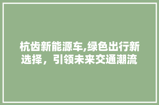 杭齿新能源车,绿色出行新选择，引领未来交通潮流