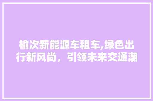 榆次新能源车租车,绿色出行新风尚，引领未来交通潮流