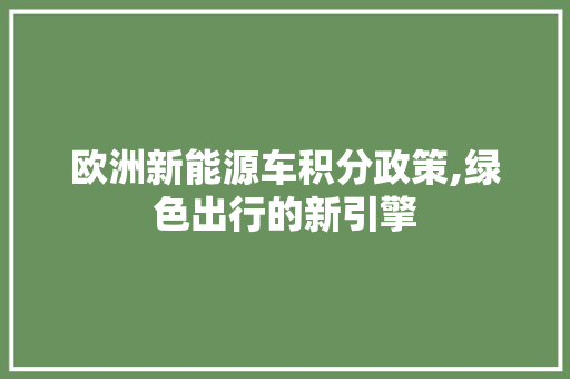 欧洲新能源车积分政策,绿色出行的新引擎