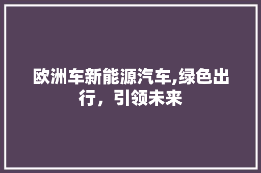 欧洲车新能源汽车,绿色出行，引领未来