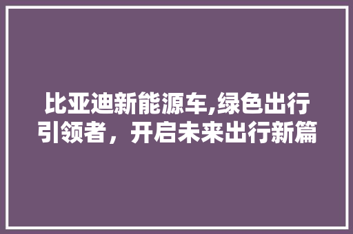 比亚迪新能源车,绿色出行引领者，开启未来出行新篇章