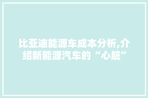 比亚迪能源车成本分析,介绍新能源汽车的“心脏”  第1张