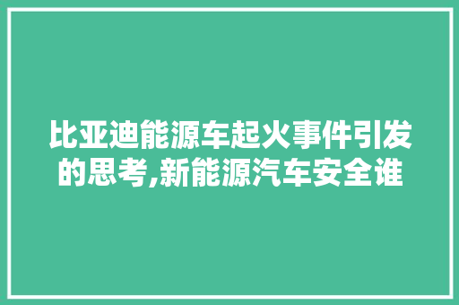 比亚迪能源车起火事件引发的思考,新能源汽车安全谁来守护