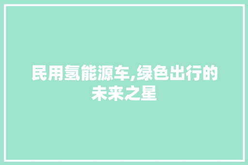 民用氢能源车,绿色出行的未来之星