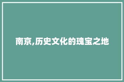 南京,历史文化的瑰宝之地