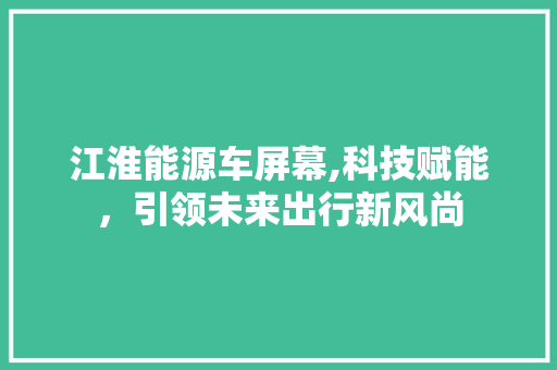 江淮能源车屏幕,科技赋能，引领未来出行新风尚