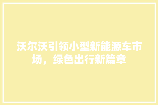 沃尔沃引领小型新能源车市场，绿色出行新篇章