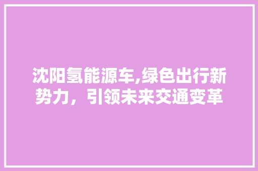 沈阳氢能源车,绿色出行新势力，引领未来交通变革