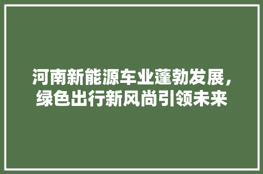 河南新能源车业蓬勃发展，绿色出行新风尚引领未来  第1张