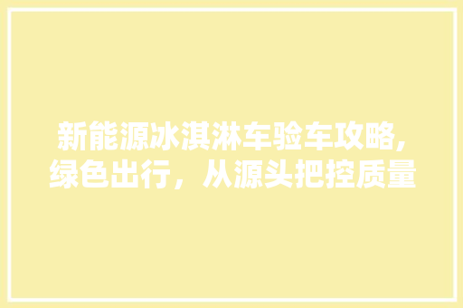 新能源冰淇淋车验车攻略,绿色出行，从源头把控质量  第1张