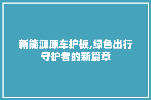 新能源原车护板,绿色出行守护者的新篇章