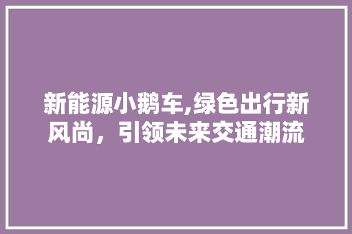 新能源小鹅车,绿色出行新风尚，引领未来交通潮流