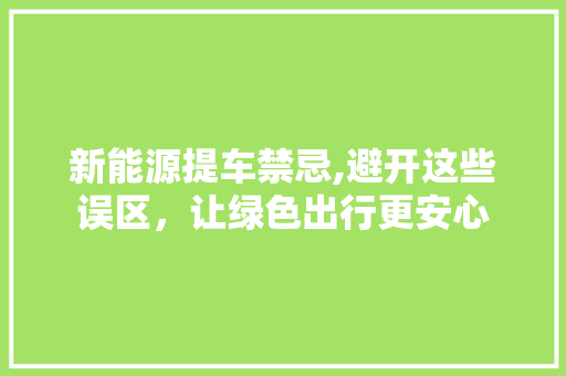 新能源提车禁忌,避开这些误区，让绿色出行更安心