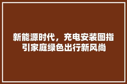 新能源时代，充电安装图指引家庭绿色出行新风尚