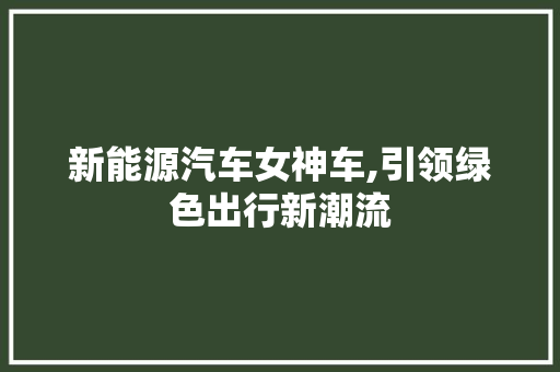 新能源汽车女神车,引领绿色出行新潮流  第1张