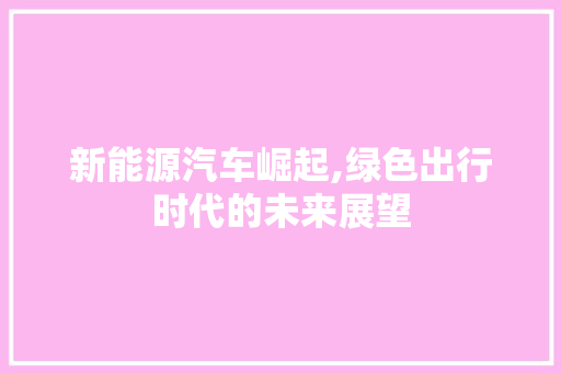 新能源汽车崛起,绿色出行时代的未来展望