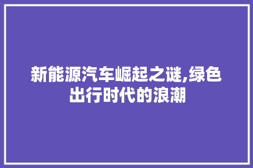 新能源汽车崛起之谜,绿色出行时代的浪潮