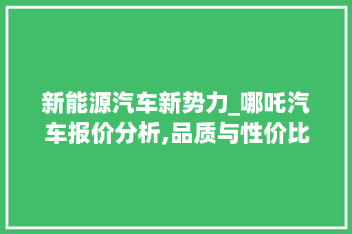 新能源汽车新势力_哪吒汽车报价分析,品质与性价比的完美结合  第1张