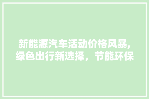 新能源汽车活动价格风暴,绿色出行新选择，节能环保双赢之路  第1张