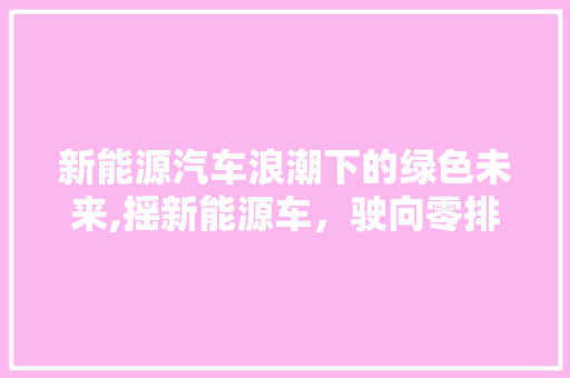 新能源汽车浪潮下的绿色未来,摇新能源车，驶向零排放新时代